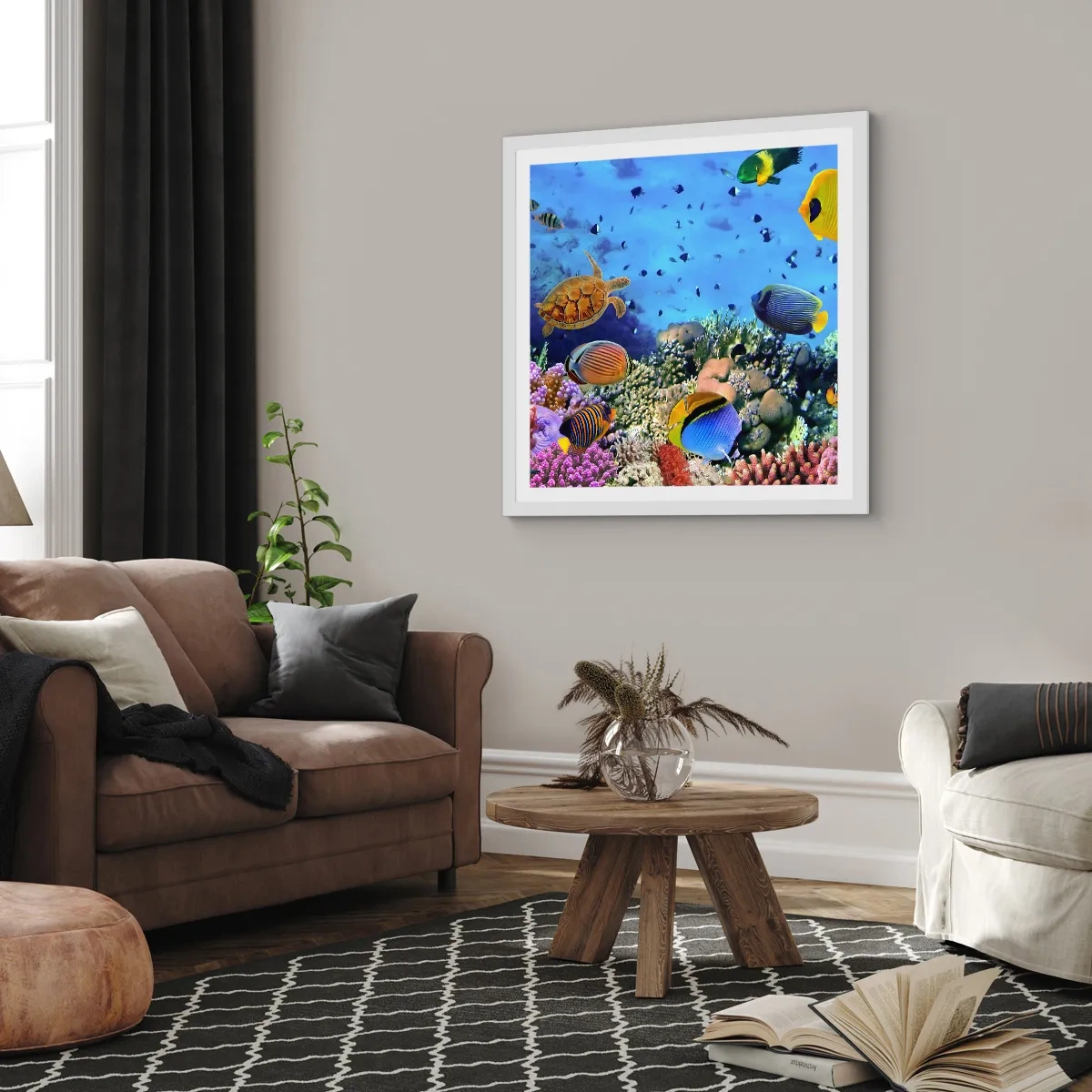 Poster in einem weißen Rahmen - Und was wissen wir über das Leben ... - 60x60 cm