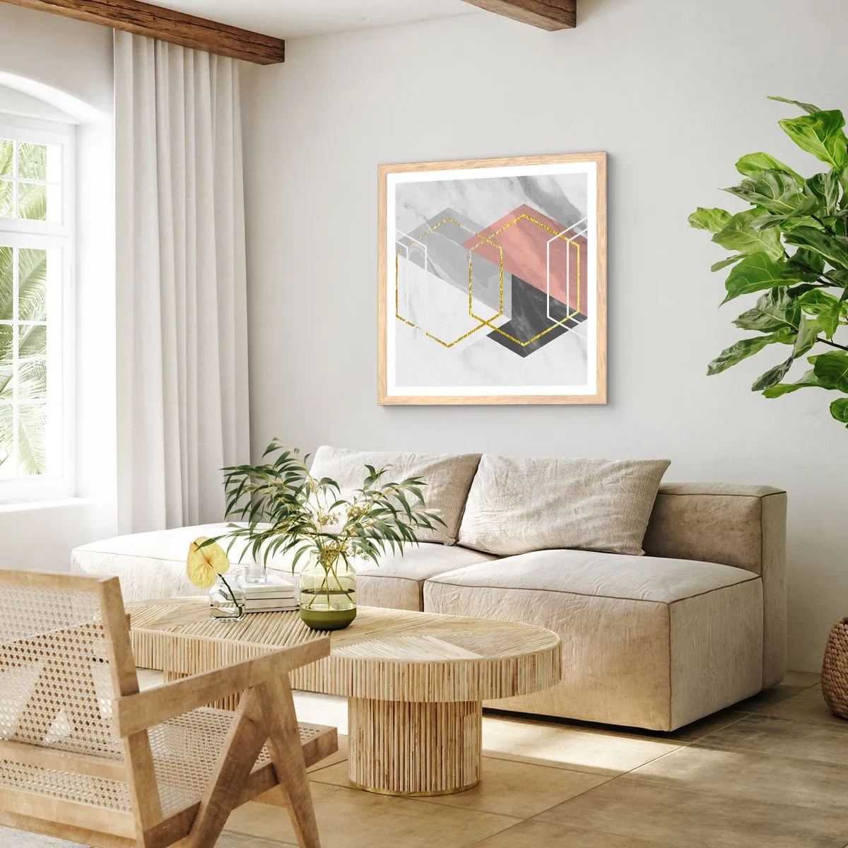 Poster in einem Rahmen aus heller Eiche - Kettenkomposition - 60x60 cm