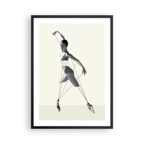 Poster in einem schwarzem Rahmen - Eine Ballerina in einer künstlerischen Komposition mit geometrischen Linien - 50x70cm - Im Theater der Welt - Moderne Wanddekoration für Wohnzimmer und Schlafzimmer ARTTOR