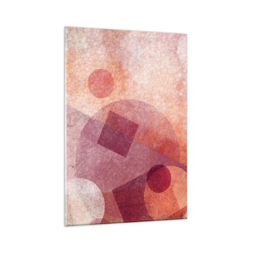 Glasbild - Bild auf glas - Abstrakte geometrische Formen in Pastelltönen von Rosa - 80x120cm - Geometrische Transformationen in Pink - Moderne Wanddekoration für Wohnzimmer und Schlafzimmer ARTTOR