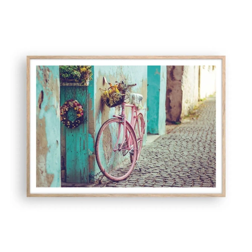 Poster in einem Rahmen aus heller Eiche - Ich komme gleich wieder - 100x70 cm