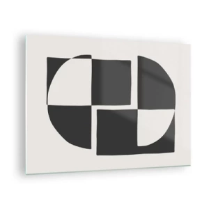 Glasbild - Bild auf glas - Geometrische Komposition aus schwarzen und weißen Formen - 70x50cm - Antithese - Synthese - Moderne Wanddekoration für Wohnzimmer und Schlafzimmer ARTTOR