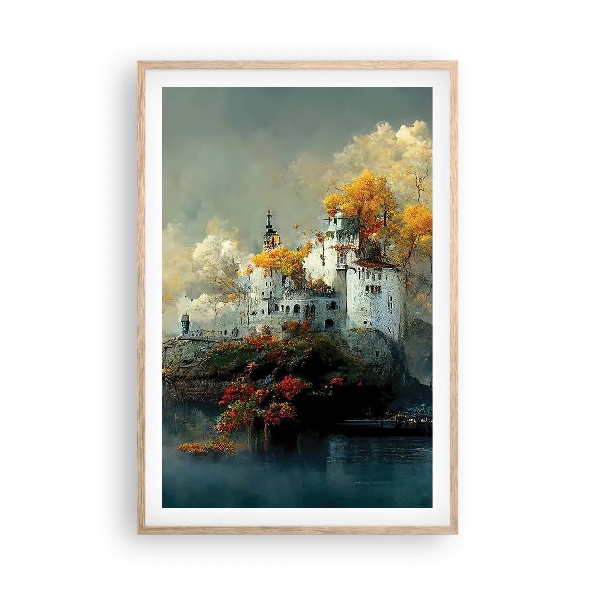 Poster in einem Rahmen aus heller Eiche - Beginn einer romantischen Geschichte - 61x91 cm