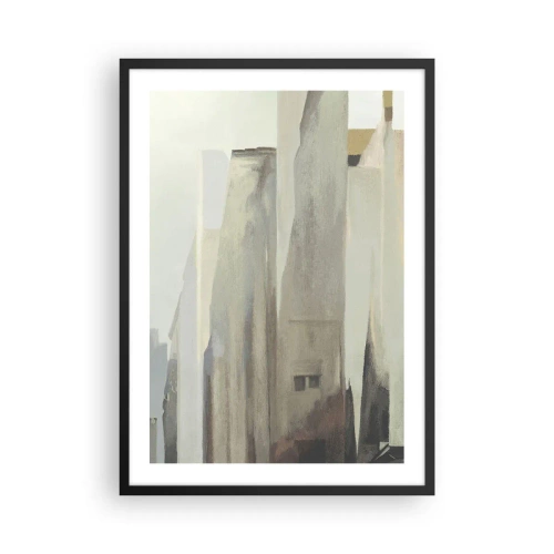Poster in einem schwarzem Rahmen - Abstrakte Architektur in gedämpften Farben - 50x70cm - Traum von der Stadt - Moderne Wanddekoration für Wohnzimmer und Schlafzimmer ARTTOR