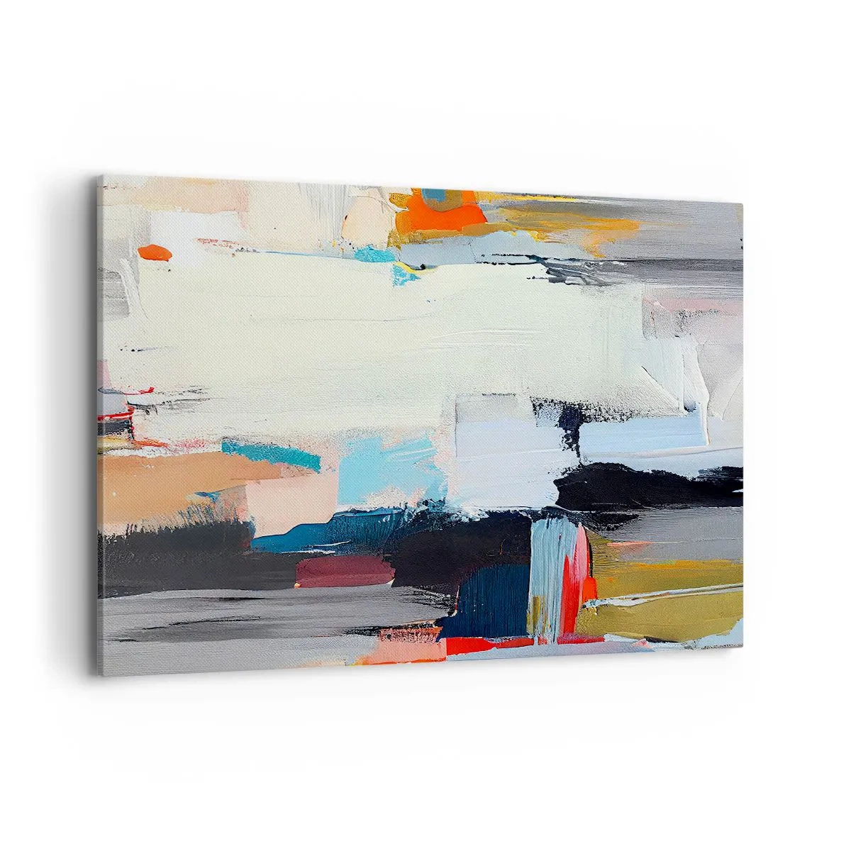 Bild auf Leinwand - Leinwandbild - Farbenfrohe Abstraktion mit dynamischen Pinselstrichen - 100x70cm - Gibt es eine Methode? - Moderne Wanddekoration für Wohnzimmer und Schlafzimmer ARTTOR