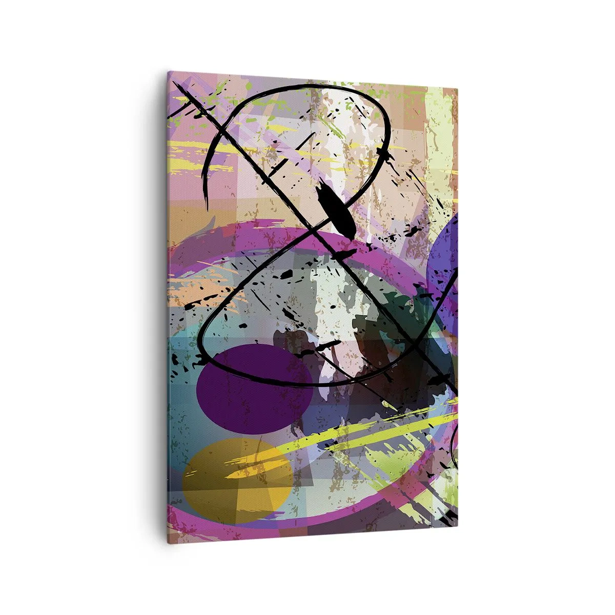 Bild auf Leinwand - Leinwandbild - Ein farbenfrohes abstraktes Muster mit dynamischen Linien und Formen. - 70x100cm - Du kannst geradeaus oder umhergehen - Moderne Wanddekoration für Wohnzimmer und Schlafzimmer ARTTOR