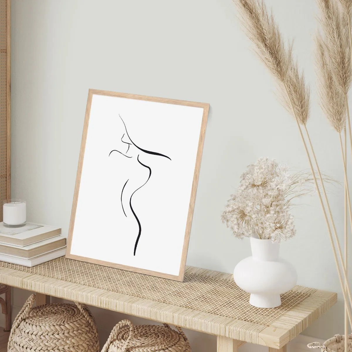 Poster in einem Rahmen aus heller Eiche - Flüchtig wie eine Welle - 70x100 cm