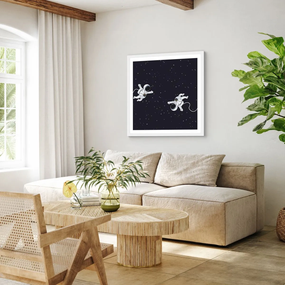 Poster in einem weißen Rahmen - Kosmischer Tanz - 40x40 cm