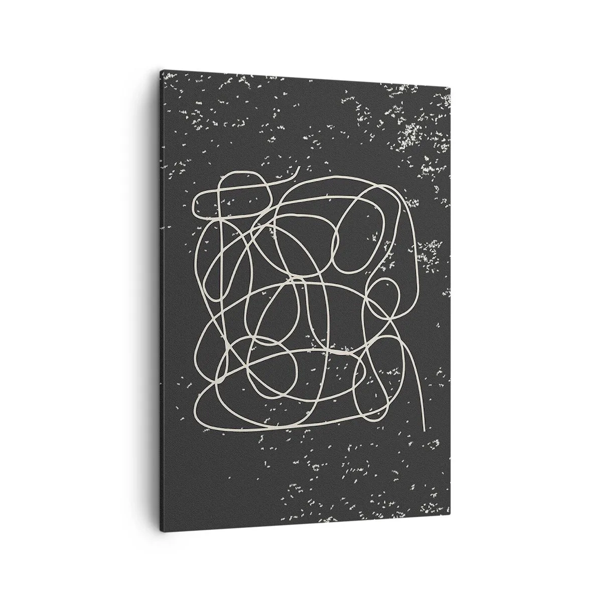 Bild auf Leinwand - Leinwandbild - Abstrakte Linie auf schwarzem Hintergrund mit feinen Details - 50x70cm - Wandernde, umherschweifende Gedanken - Moderne Wanddekoration für Wohnzimmer und Schlafzimmer ARTTOR