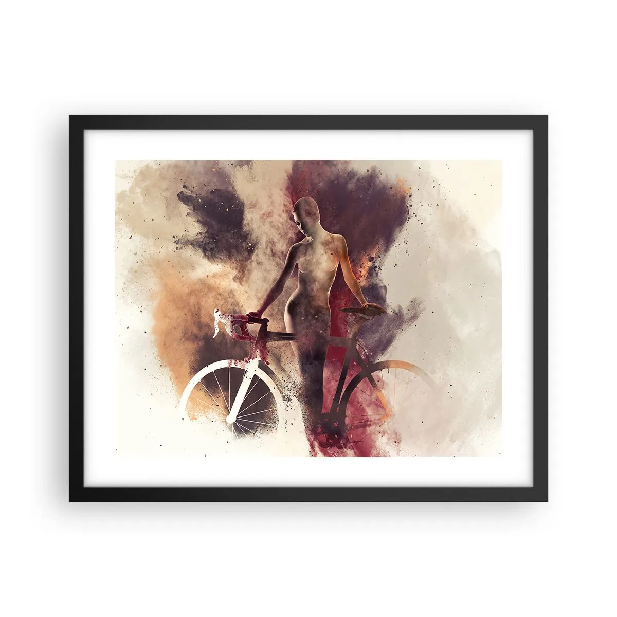 Poster in einem schwarzem Rahmen - Eine Fahrradseele in Marmorformen - 50x40 cm