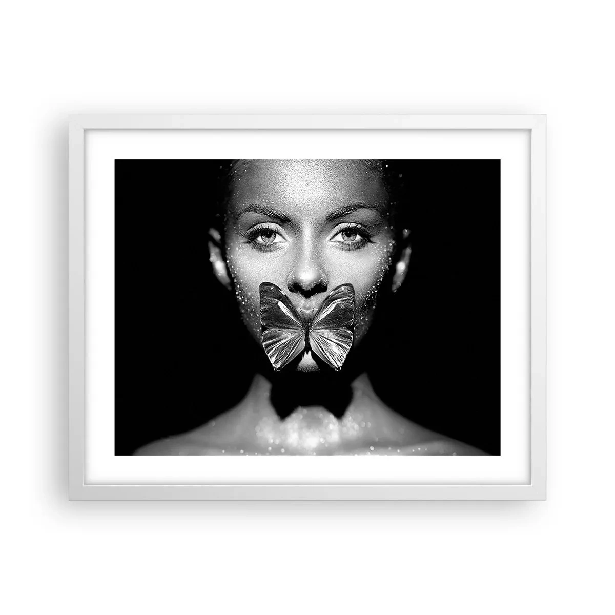 Poster in einem weißen Rahmen - Schmetterlingskuss - 50x40 cm