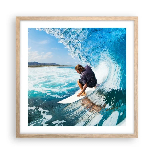 Poster in einem Rahmen aus heller Eiche - Tanzen mit den Wellen - 50x50 cm