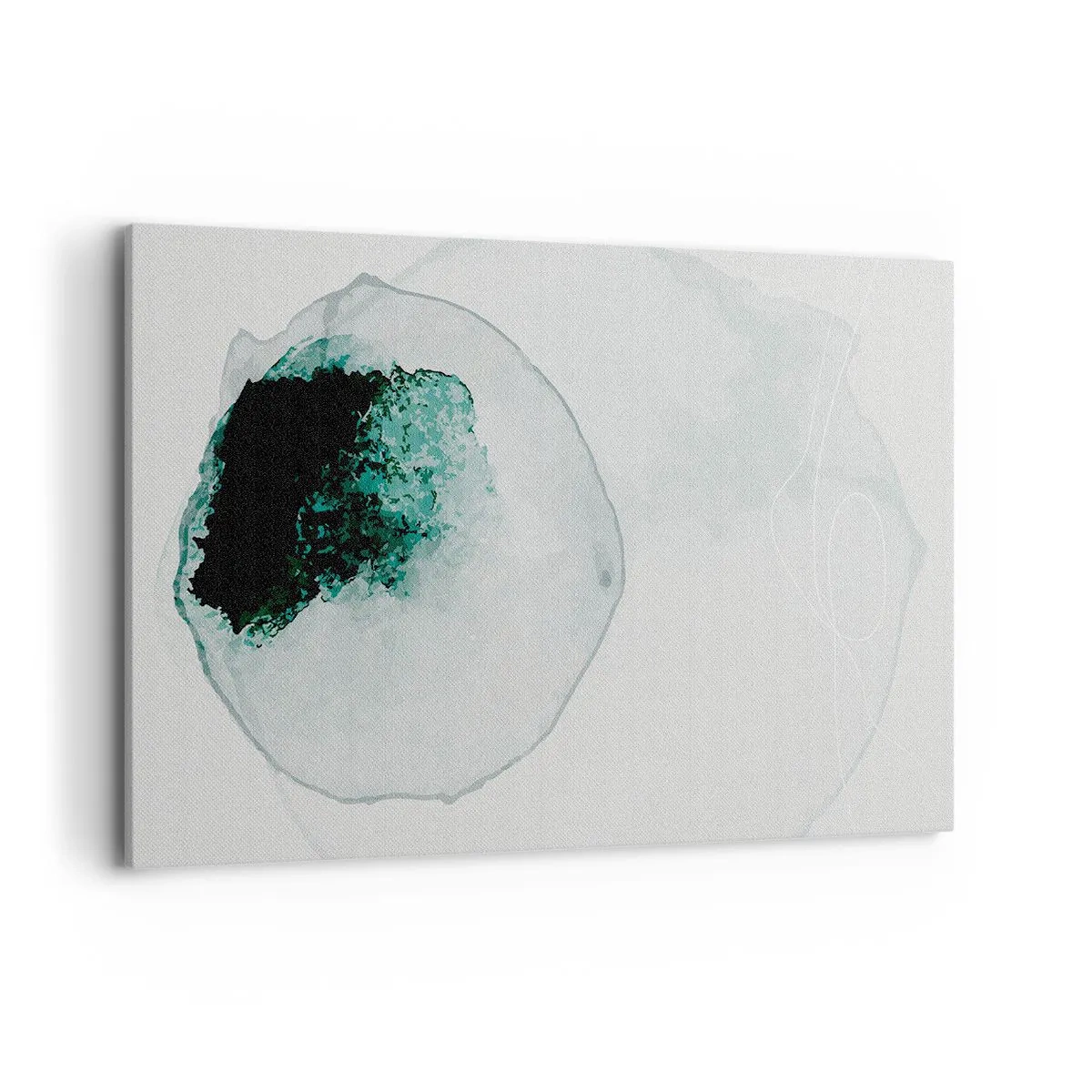 Bild auf Leinwand - Leinwandbild - Abstrakter Wassertropfen mit Grün- und Schwarztönen - 120x80cm - In einem Tropfen Wasser - Moderne Wanddekoration für Wohnzimmer und Schlafzimmer ARTTOR