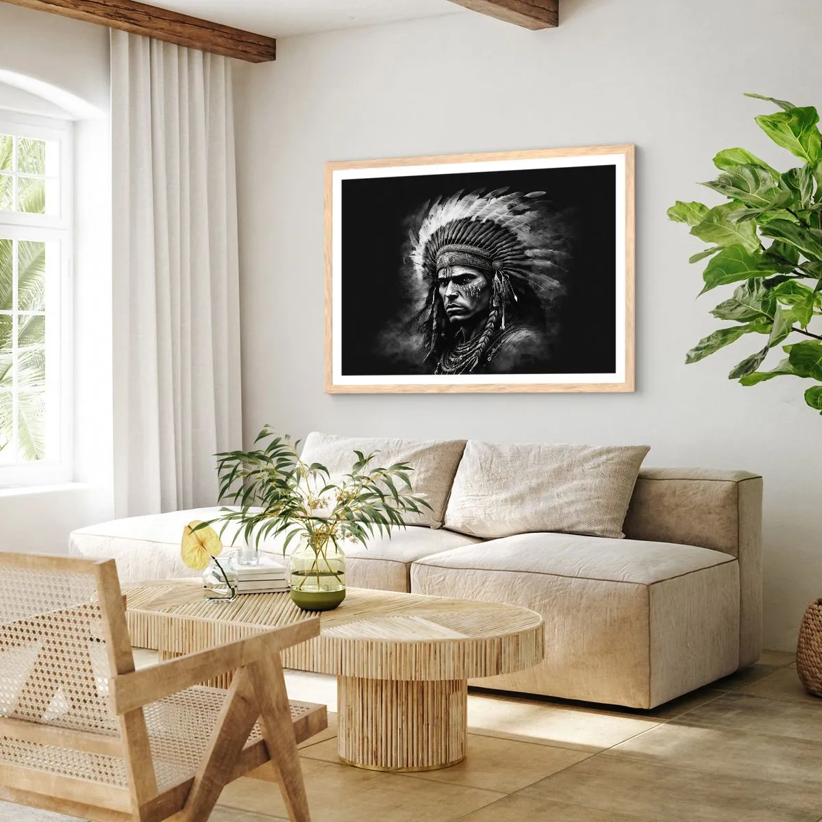 Poster in einem Rahmen aus heller Eiche - Anführer und Krieger - 100x70 cm