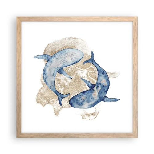 Poster in einem Rahmen aus heller Eiche - Freundschaft oder Liebe? - 40x40 cm