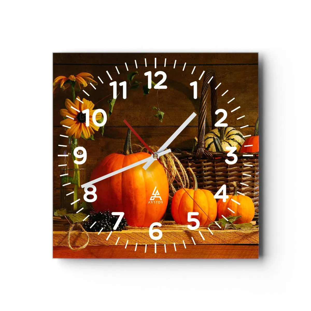 Wanduhr - Glasuhr - Eine rustikale Komposition - Geschenke des Herbstes - 30x30 cm