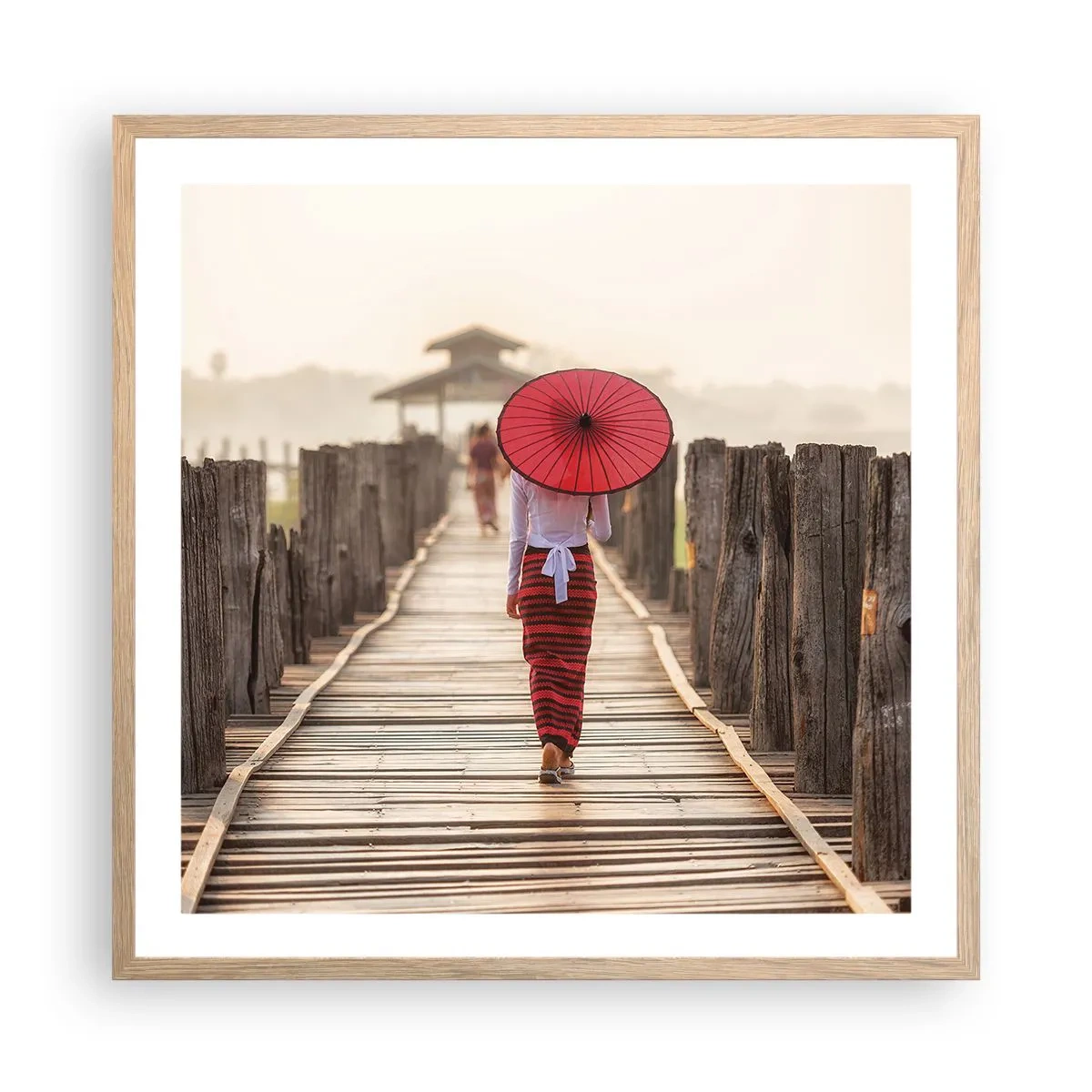 Poster in einem Rahmen aus heller Eiche - Auf der alten Brücke - 60x60 cm