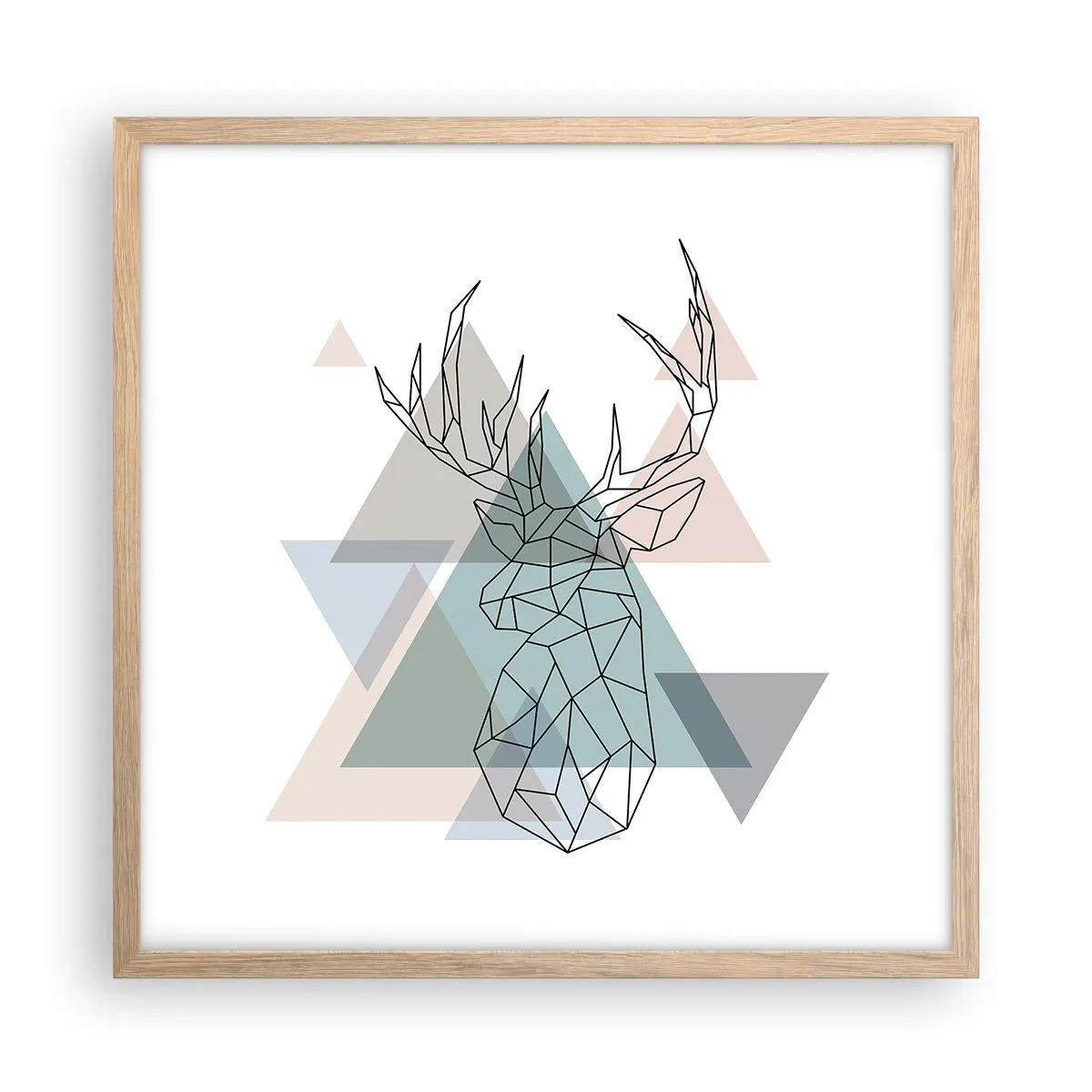 Poster in einem Rahmen aus heller Eiche - In einem geometrischen Wald - 50x50 cm