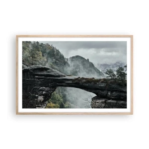 Poster in einem Rahmen aus heller Eiche - Abenteuer beginnt gleich - 91x61 cm