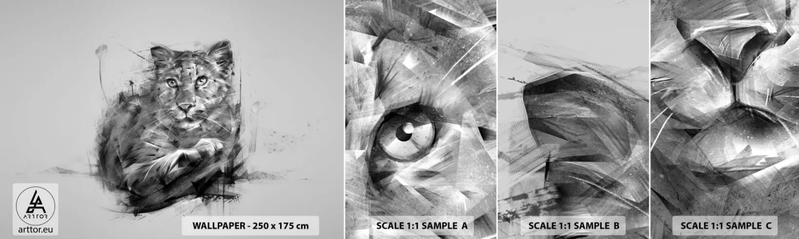 Fototapeten Muster Selbstklebend Deluxe Sticker - Ja, ich höre aufmerksam zu - Panther, Tiere, Wilde Katze - 100x30 cm