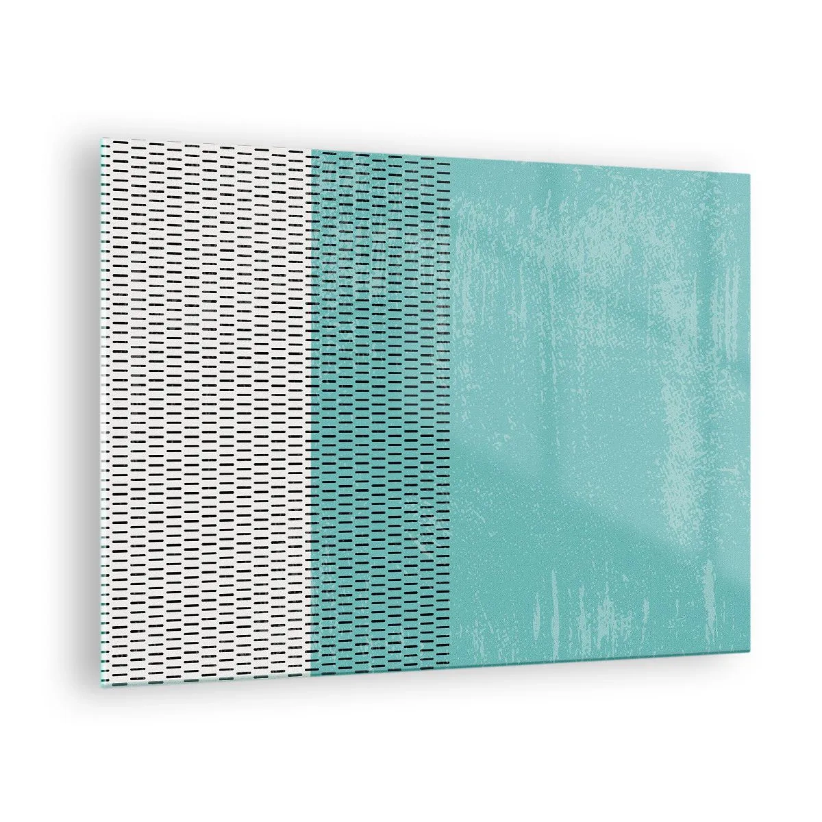 Glasbild - Bild auf glas - Moderne Abstraktion in Türkis und Weiß - 70x50cm - Eine ausgewogene Komposition - Moderne Wanddekoration für Wohnzimmer und Schlafzimmer ARTTOR