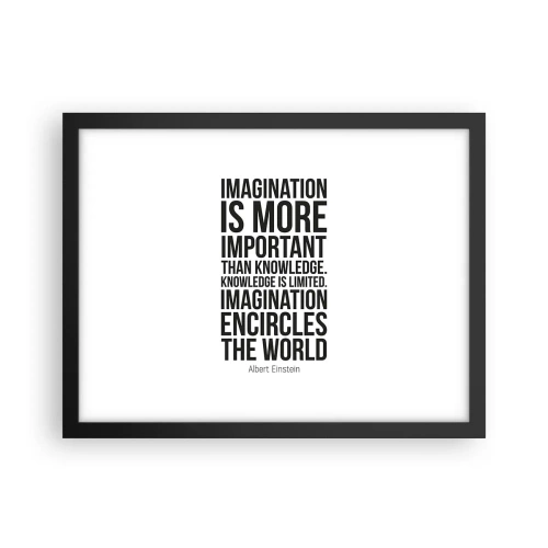 Poster in einem schwarzem Rahmen - Einstein über die Kraft der Vorstellungskraft - 40x30 cm