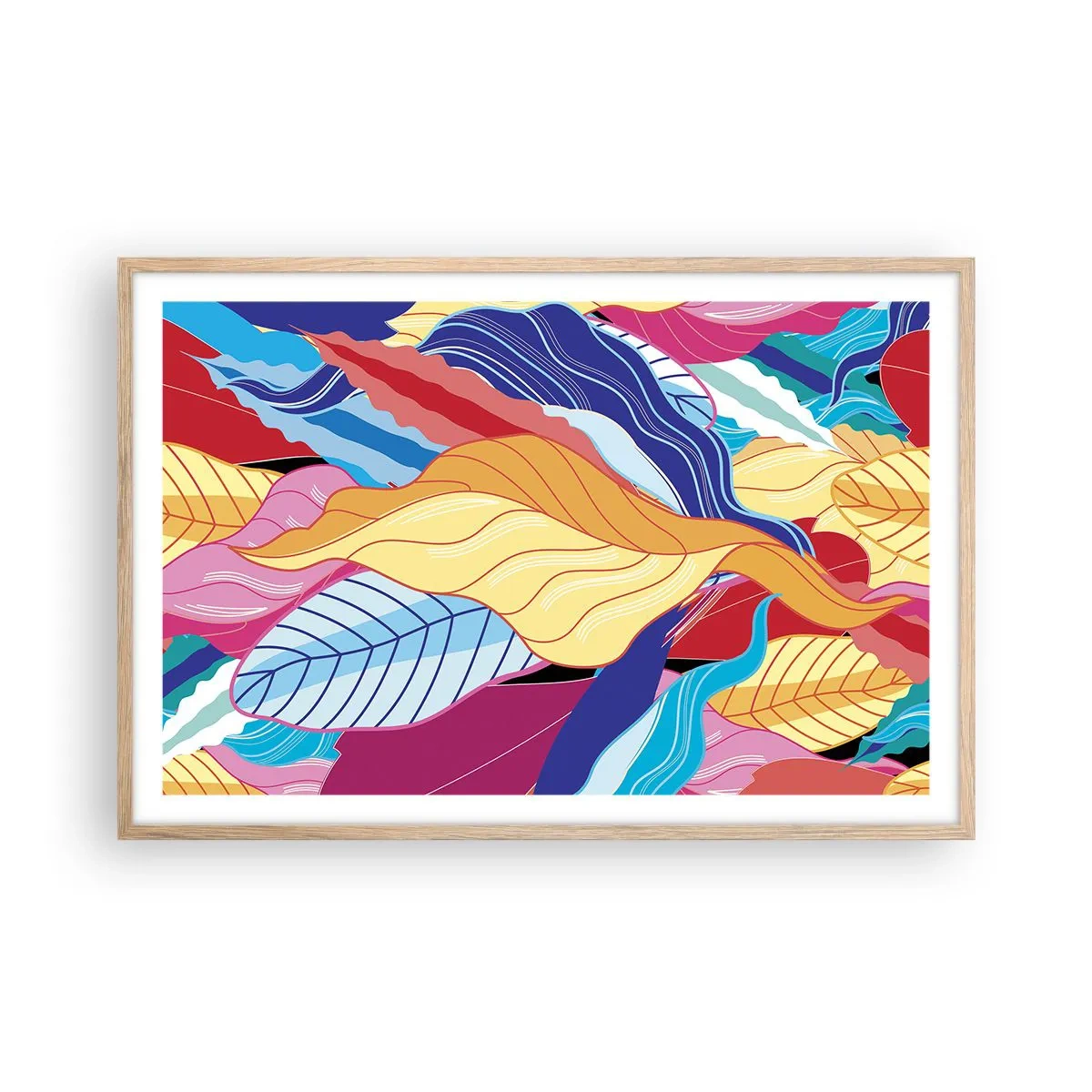 Poster in einem Rahmen aus heller Eiche - Buntes Durcheinander - 91x61 cm