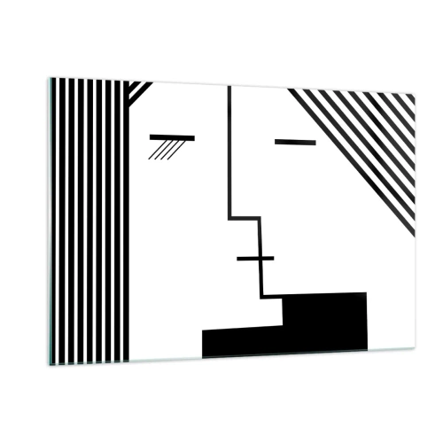 Glasbild - Bild auf glas - Eine grafische Interpretation eines Kusses im minimalistischen Stil - 120x80cm - Einfach ein Kuss - Moderne Wanddekoration für Wohnzimmer und Schlafzimmer ARTTOR