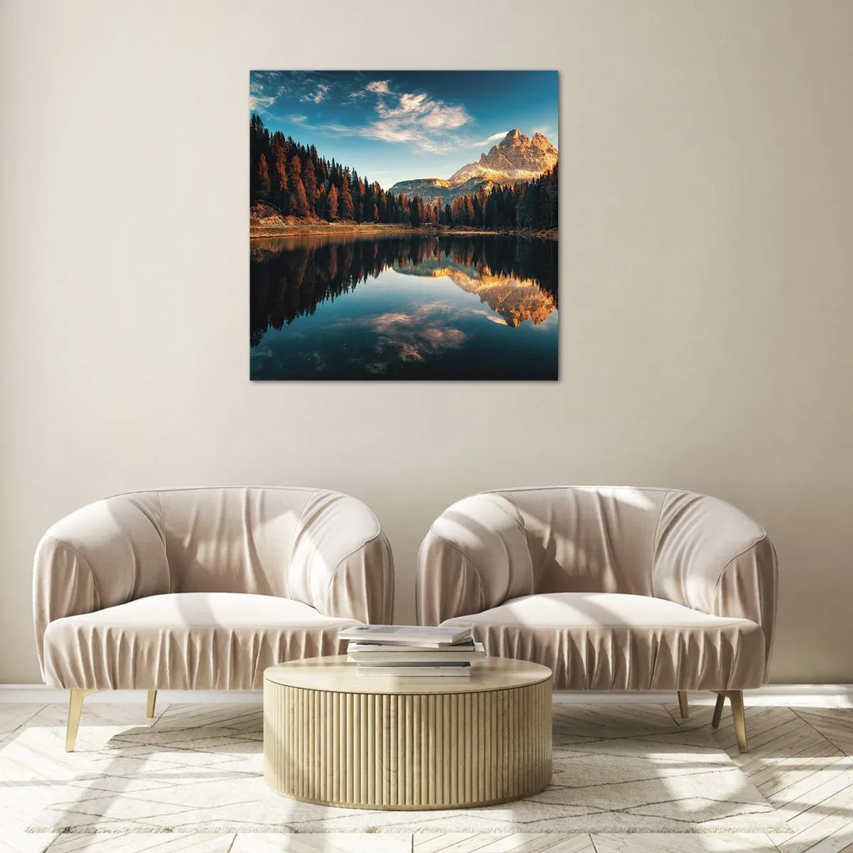 Glasbild - Bild auf glas - Doppelte Landschaft - 40x40 cm