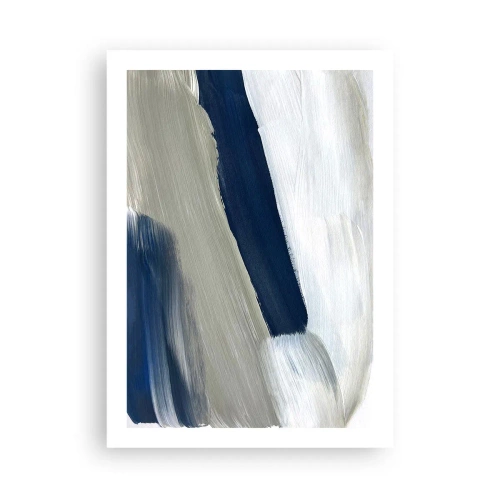 Poster - Abstrakte Pinselstriche in Marineblautönen - 50x70cm - Begegnung mit dem Weißsein - Moderne Wanddekoration für Wohnzimmer und Schlafzimmer ARTTOR