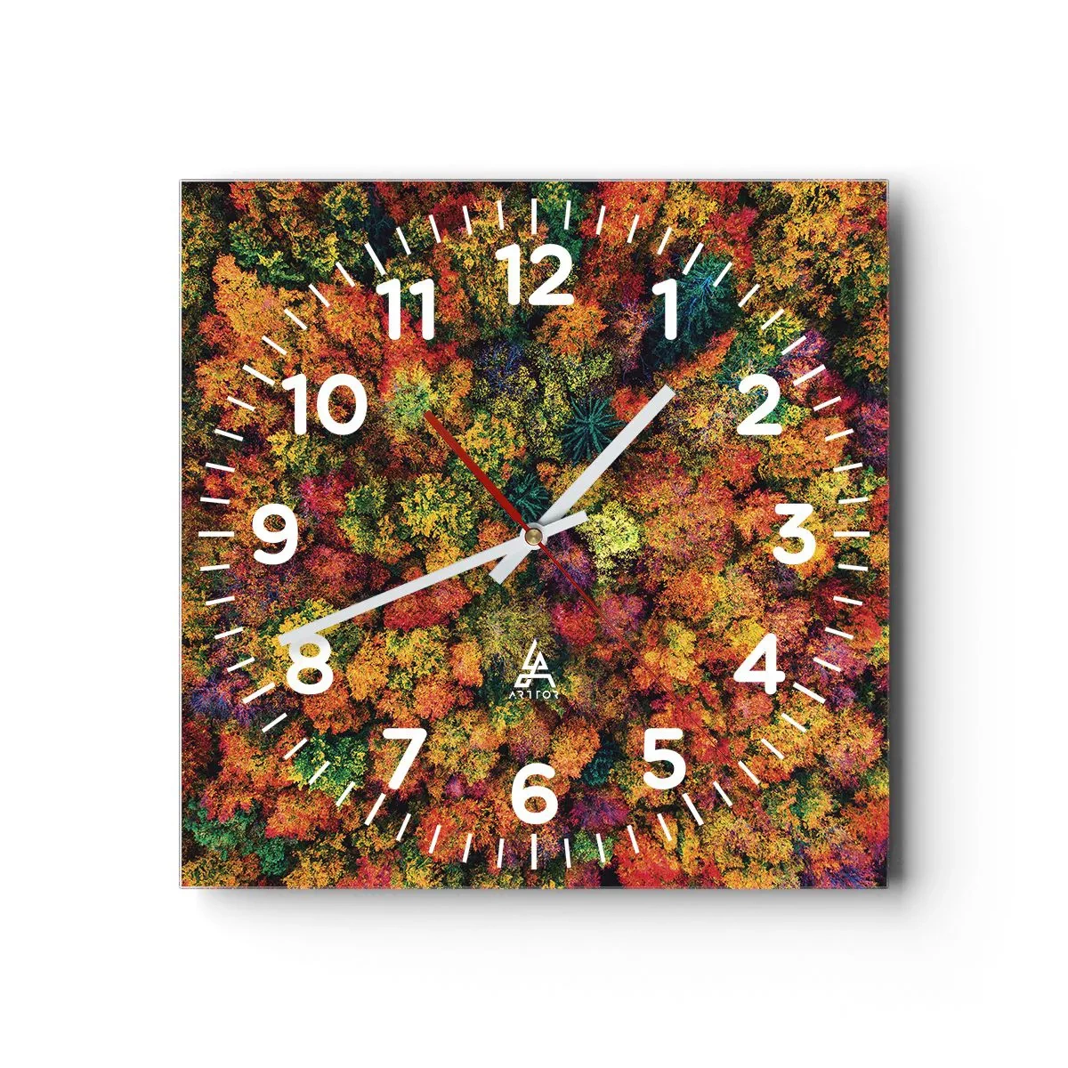 Wanduhr - Glasuhr - Blumenstrauß aus Herbstbäumen - 40x40 cm