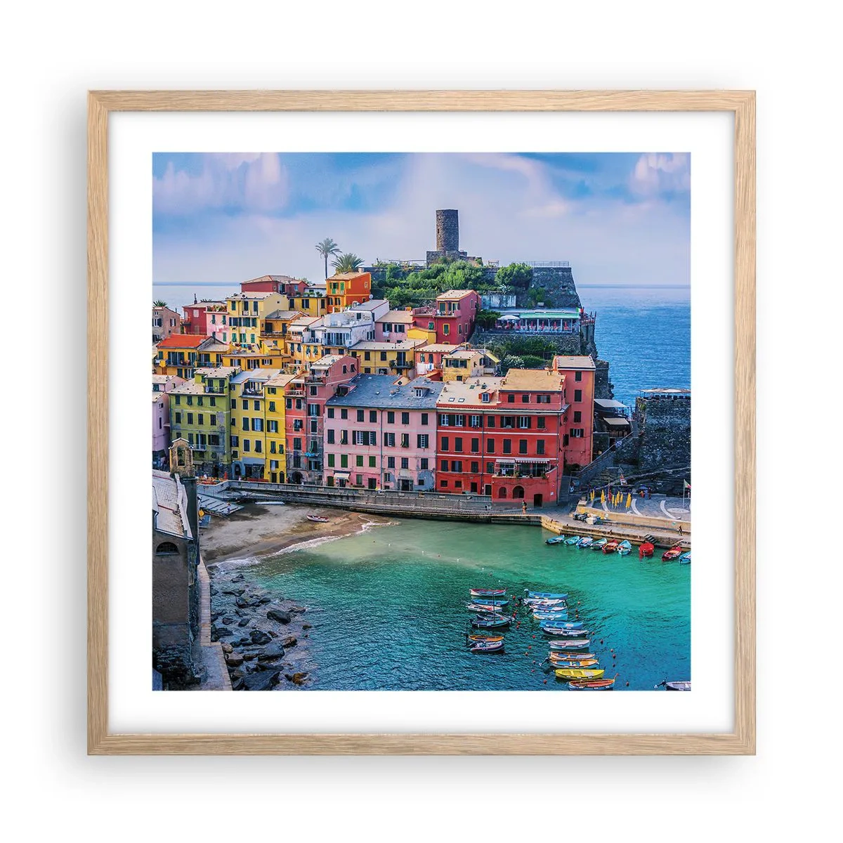 Poster in einem Rahmen aus heller Eiche - Mediterrane Zauberstadt - 50x50 cm