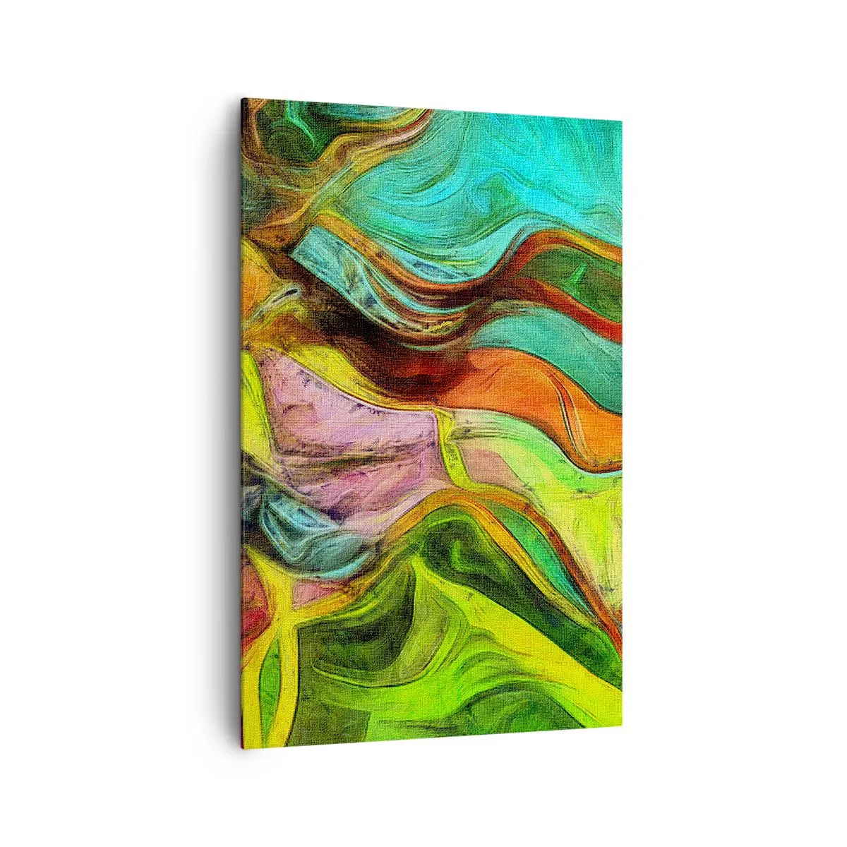 Bild auf Leinwand - Leinwandbild - Eine abstrakte Komposition mit bunten Punkten und dynamischen Linien. - 80x120cm - Bewegung ist Leben - Moderne Wanddekoration für Wohnzimmer und Schlafzimmer ARTTOR