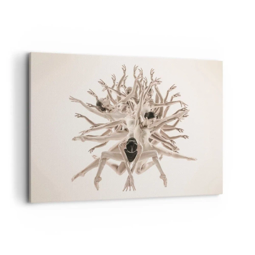 Bild auf Leinwand - Leinwandbild - Abstrakte Komposition von Tänzern in Bewegung - 100x70cm - Aufblühen im Tanz - Moderne Wanddekoration für Wohnzimmer und Schlafzimmer ARTTOR