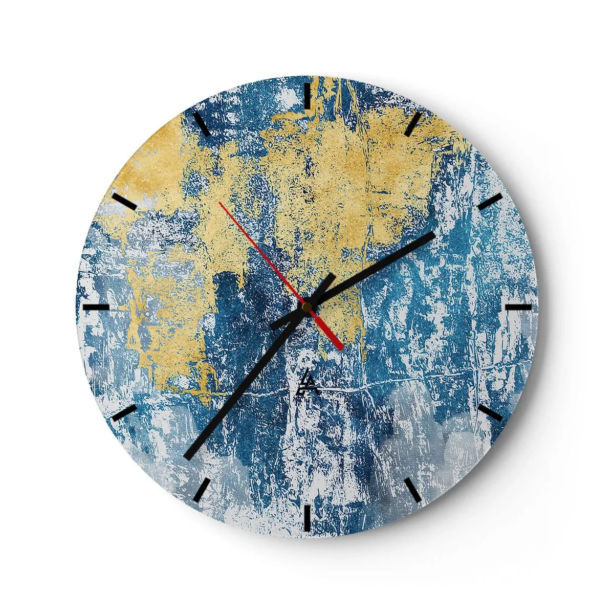 Wanduhr - Glasuhr - Textur mit blauen und goldenen Akzenten - 30x30cm - Abstraktion voller Wetter - Moderne Wanddekoration für Wohnzimmer, Küche und Schlafzimmer ARTTOR