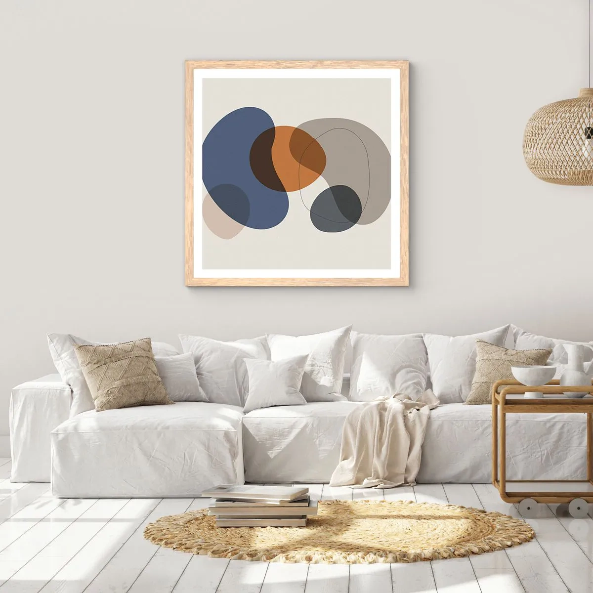 Poster in einem Rahmen aus heller Eiche - Farbtropfen - 30x30 cm