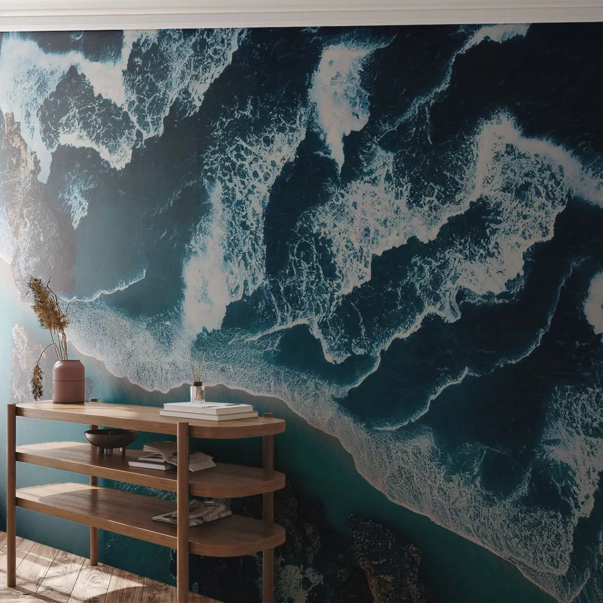 Fototapete Premium Canvas - In Wellen gehüllt - Cliff, Meer, Natur - 500x350 cm