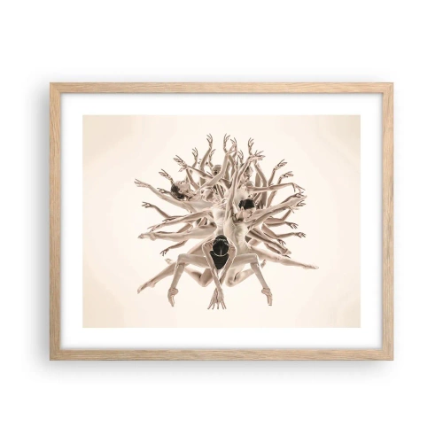 Poster in einem Rahmen aus heller Eiche - Aufblühen im Tanz - 50x40 cm