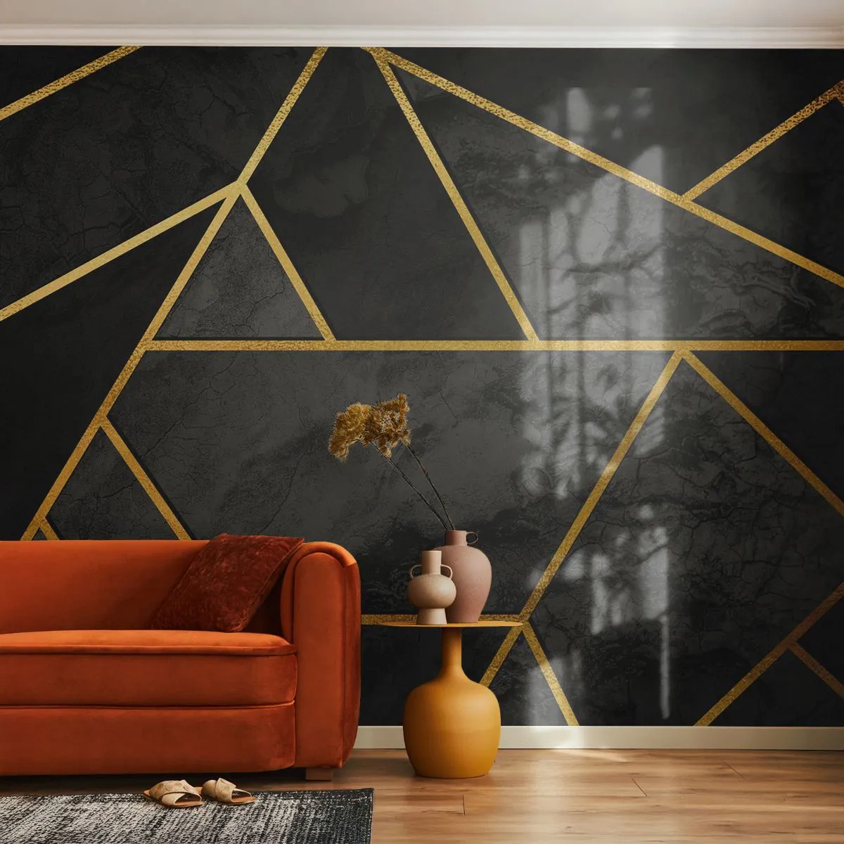 Fototapete Premium Sand - Dunkelheit und Glanz - Abstraktion, Stück, Modernes Muster - 500x350 cm