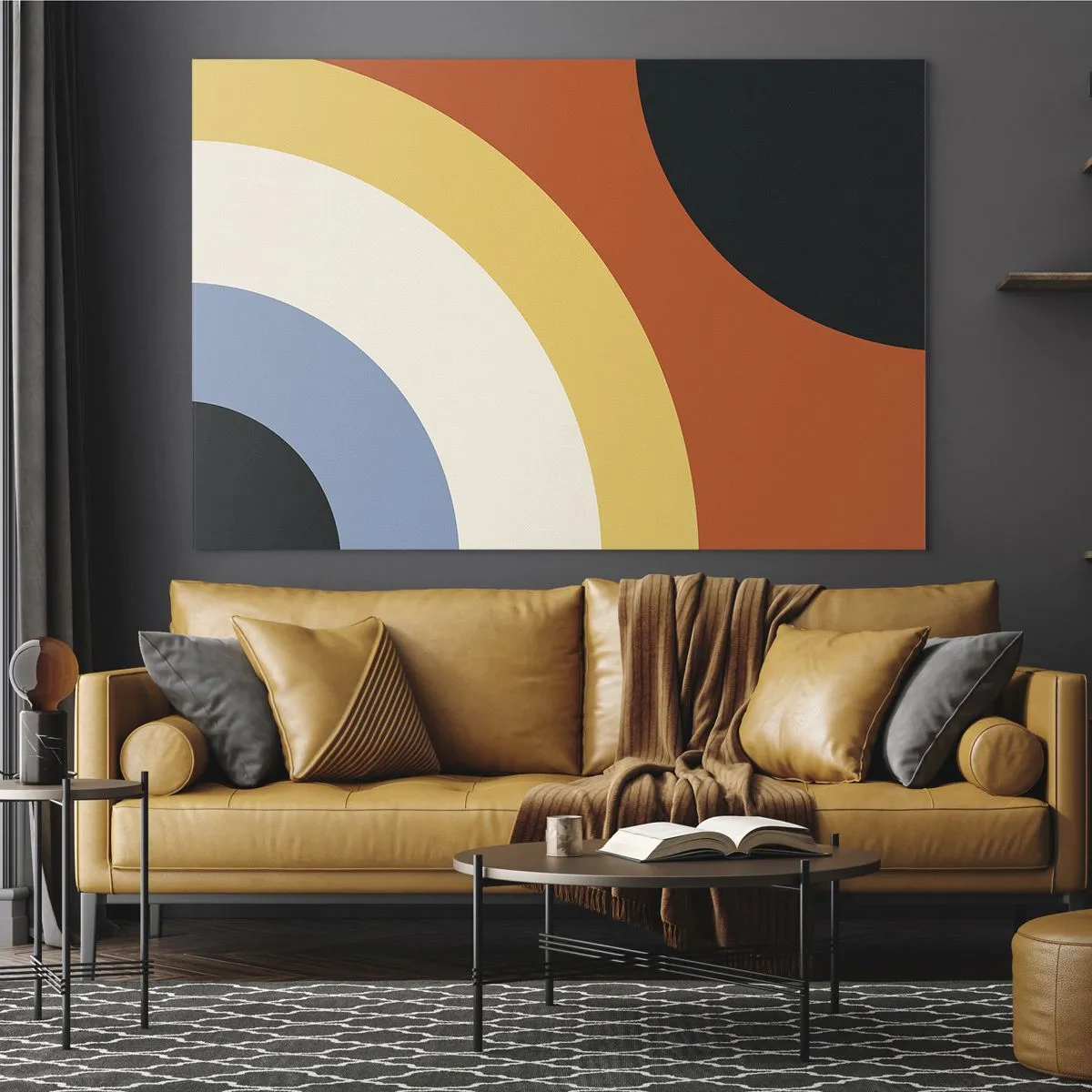 Glasbild - Bild auf glas - Abstrakte bunte Bögen auf einem Glashintergrund - 70x50cm - Zu mir selbst - Moderne Wanddekoration für Wohnzimmer und Schlafzimmer ARTTOR