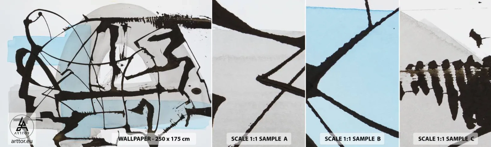 Fototapetenmuster Standard Eco - Trotzdem blau - Abstraktion, Stück, Chaos - 100x30 cm