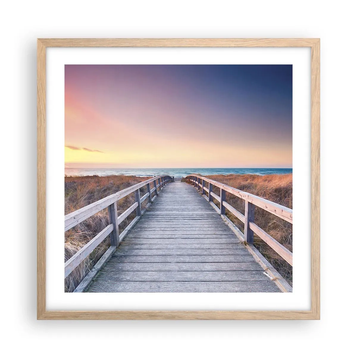 Poster in einem Rahmen aus heller Eiche - Baltische Abend-Aurora - 50x50 cm