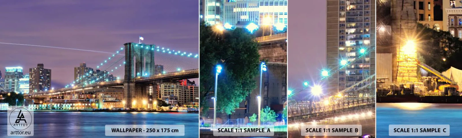 Fototapetenmuster Standard Eco - Seit vielen Jahren die Brooklyn Bridge - Stadt, New York, Brooklyn Brücke - 100x30 cm