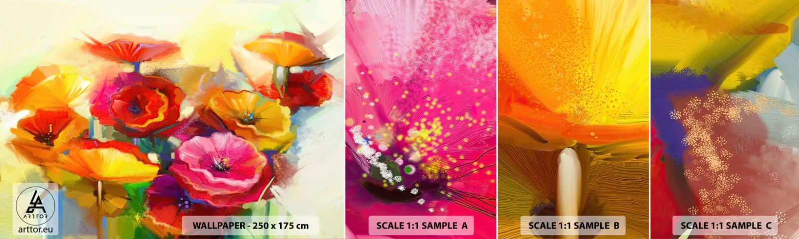 Fototapeten Muster Selbstklebend Deluxe Sticker - Nicht nur rot - Blumen, Mohnblumen, Garten - 100x30 cm