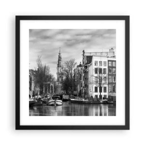 Poster in einem schwarzem Rahmen - Amsterdamer Atmosphäre - 40x40 cm