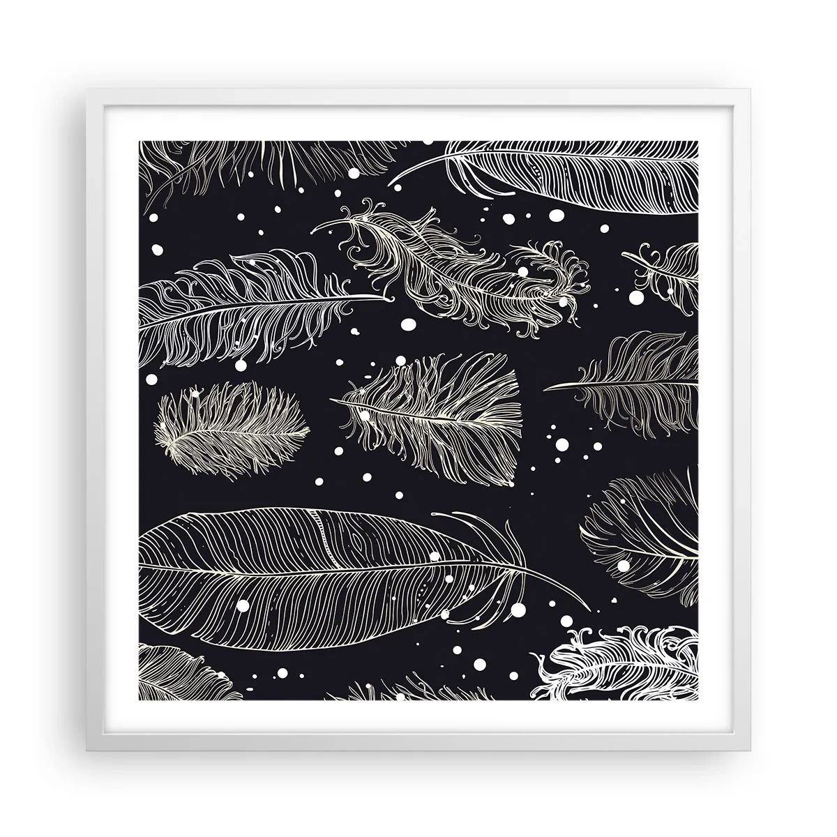Poster in einem weißen Rahmen - Gefiederte Spitze - 60x60 cm