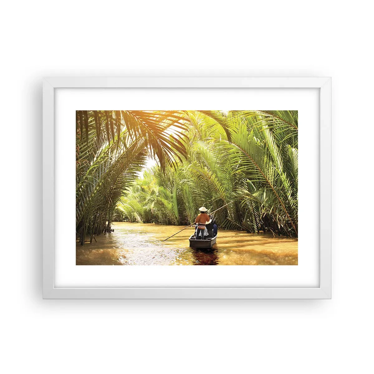 Poster in einem weißen Rahmen - Eine Palmenschlucht entlang - 40x30 cm