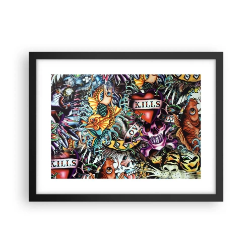 Poster in einem schwarzem Rahmen - Der Traum des Tätowierers - 40x30 cm