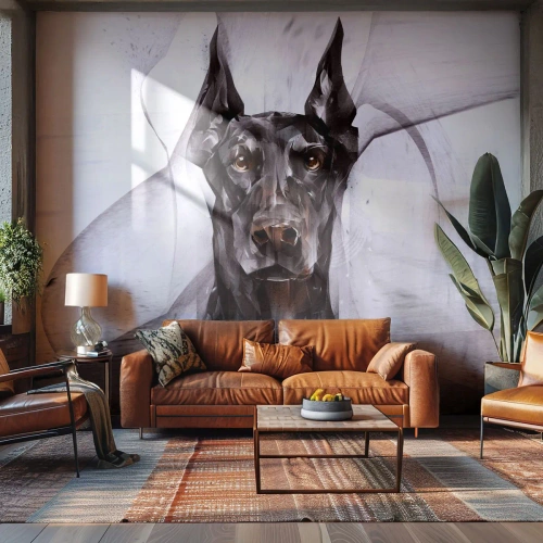 Fototapete Premium Canvas - Edelgeboren - Abstraktion, Dobermann, Hund - 500x350 cm