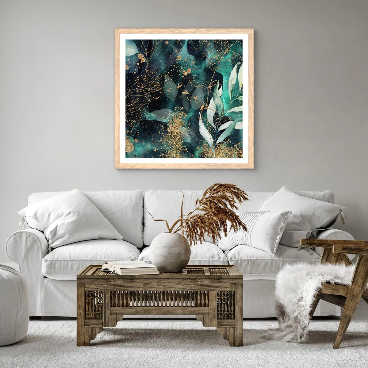 Poster in einem Rahmen aus heller Eiche - Zaubergarten - 40x40 cm